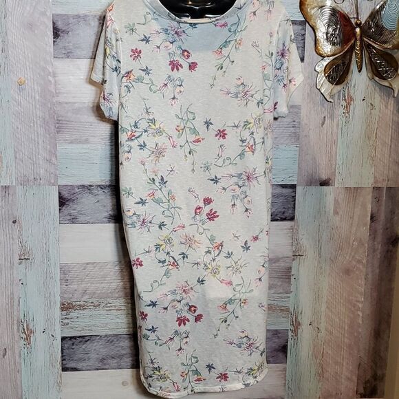 Jaclyn Intimates Sz 1X NWOT Buttery Soft Floral VNeck Tee Gown Slipover 1124 - Picture 5 of 7